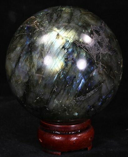 Flashy Labradorite Sphere - Great Color Play #32070